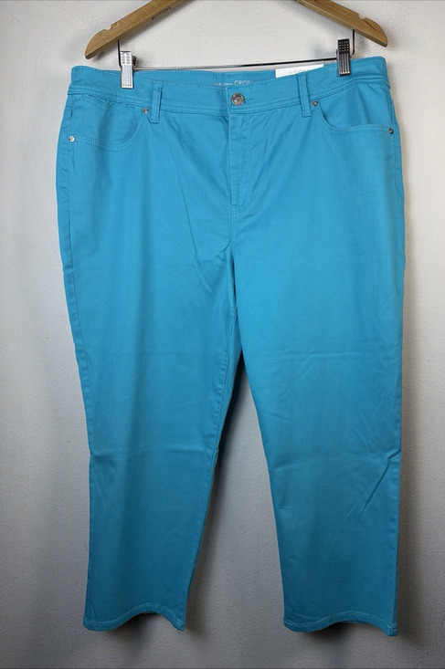 Chico's Pants - Chico's petite 16 XL Platinum Girlfriend Turquoise blue crop beach Pants NWT